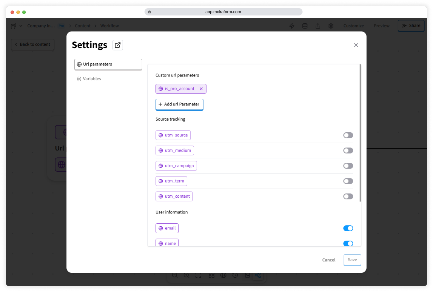 URL parameters